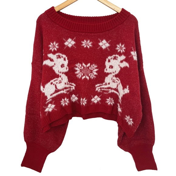 Urban Outfitters Sweaters - Urban Outfitters Fair Isle Print Cropped Pullover Sweater XL